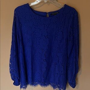 Zac & Rachel Royal Blue Lace Long Sleeve Blouse
